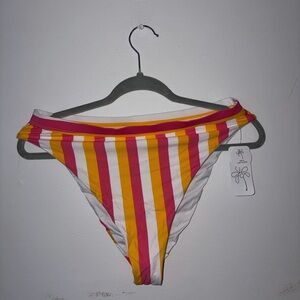 NWT Striped High-Waist Bikini Bottom